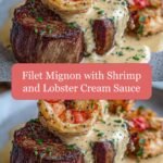 Decadent Surf and Turf Delight: Filet Mignon with Shrimp and Lobster Cream Sauce