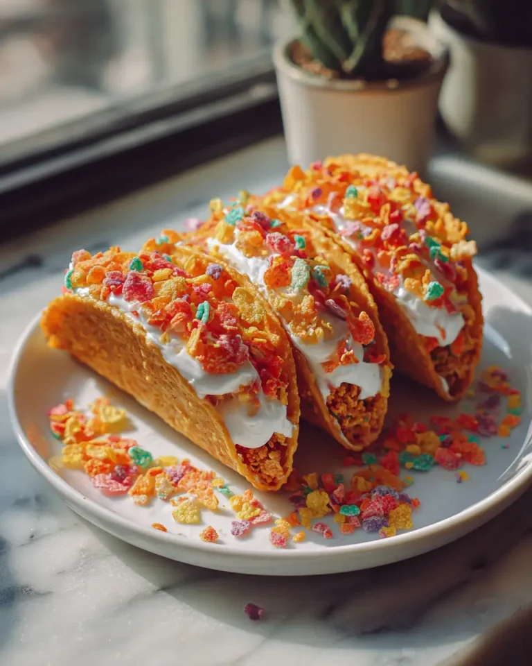 Indulge in the Sweet Crunch: Fruity Pebble Cheesecake Tacos Delight - Featured Image