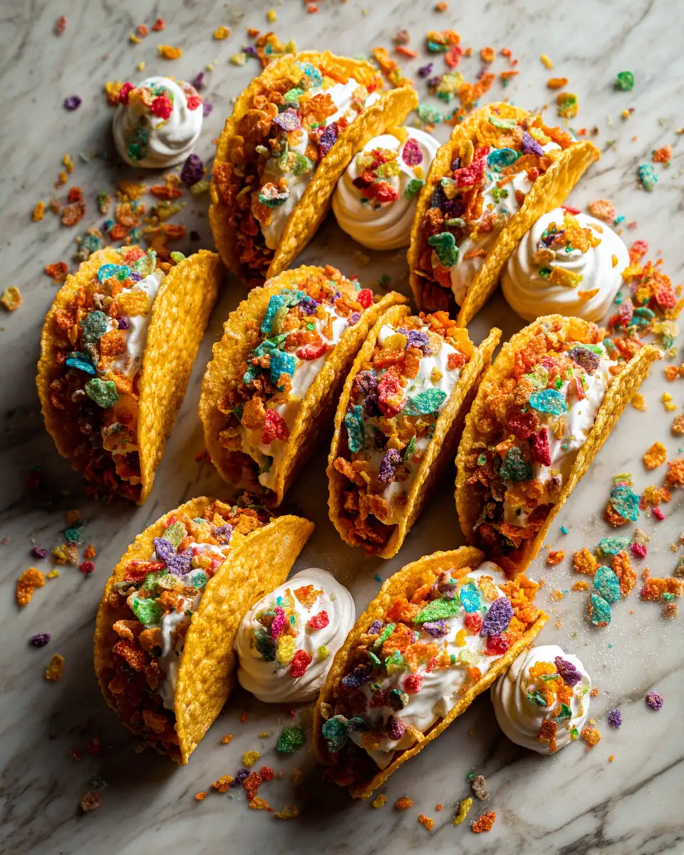Ingredients for Indulge in the Sweet Crunch: Fruity Pebble Cheesecake Tacos Delight