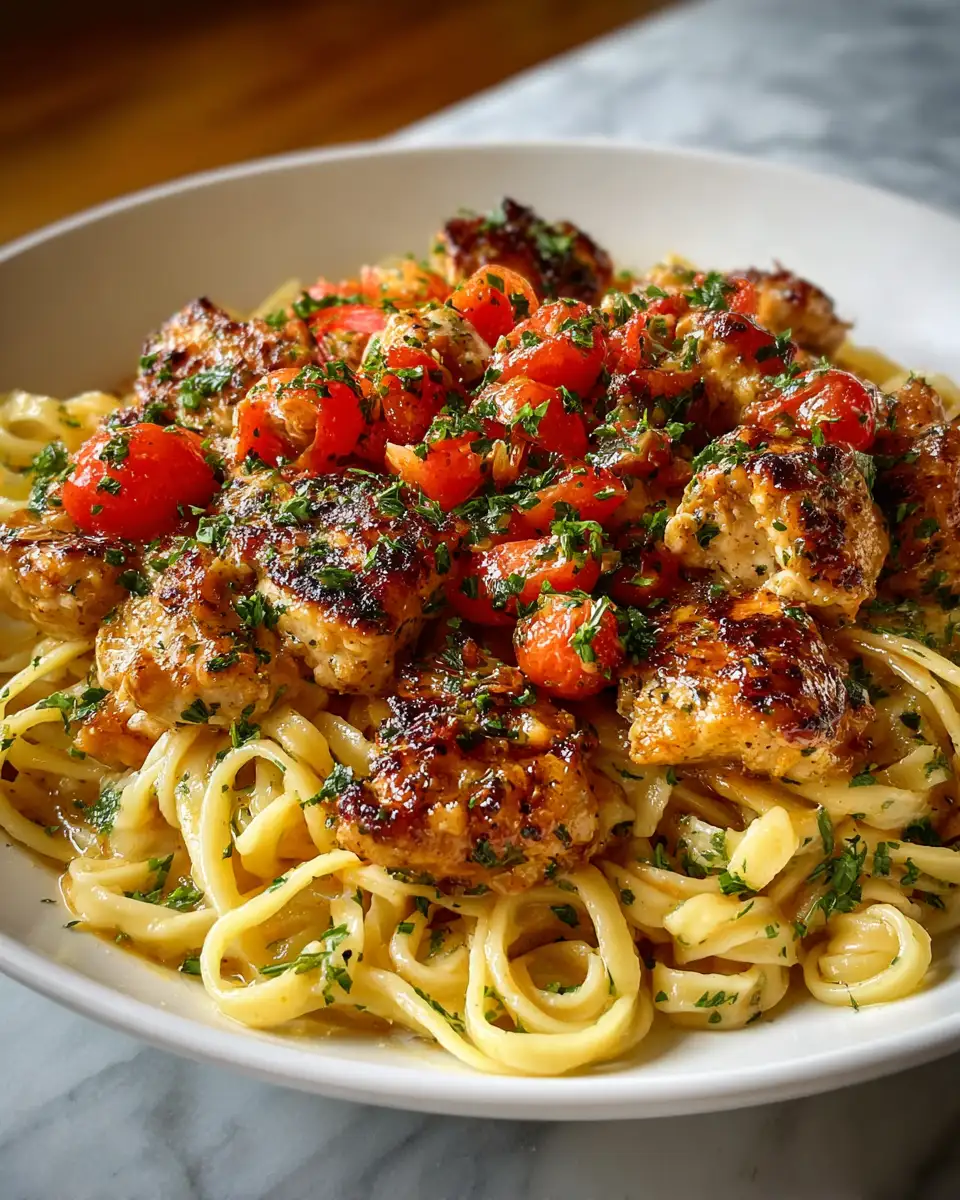 Final dish - Irresistibly Delicious Garlic Butter Chicken Bites with Pasta