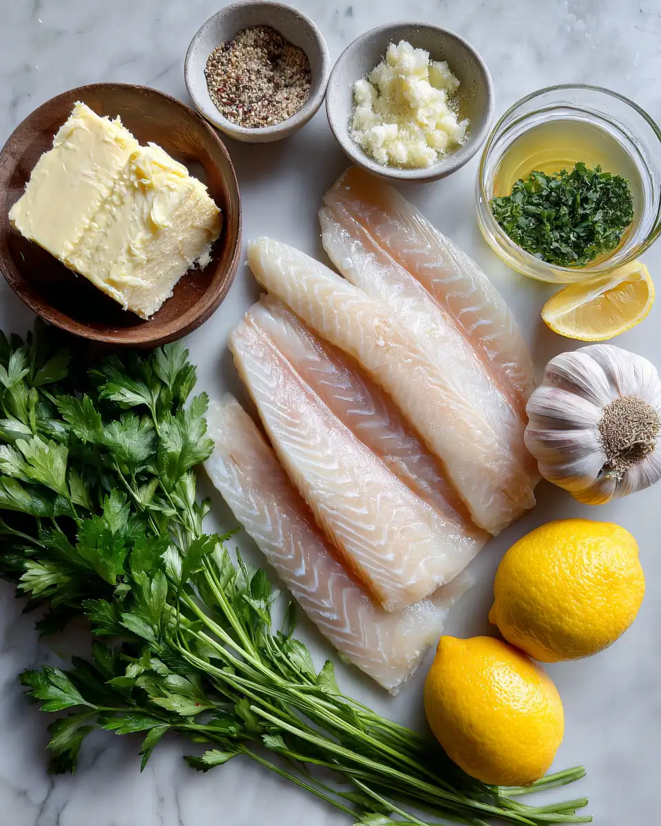 Ingredients for Sizzling Garlic Butter Fish Dinner Delight