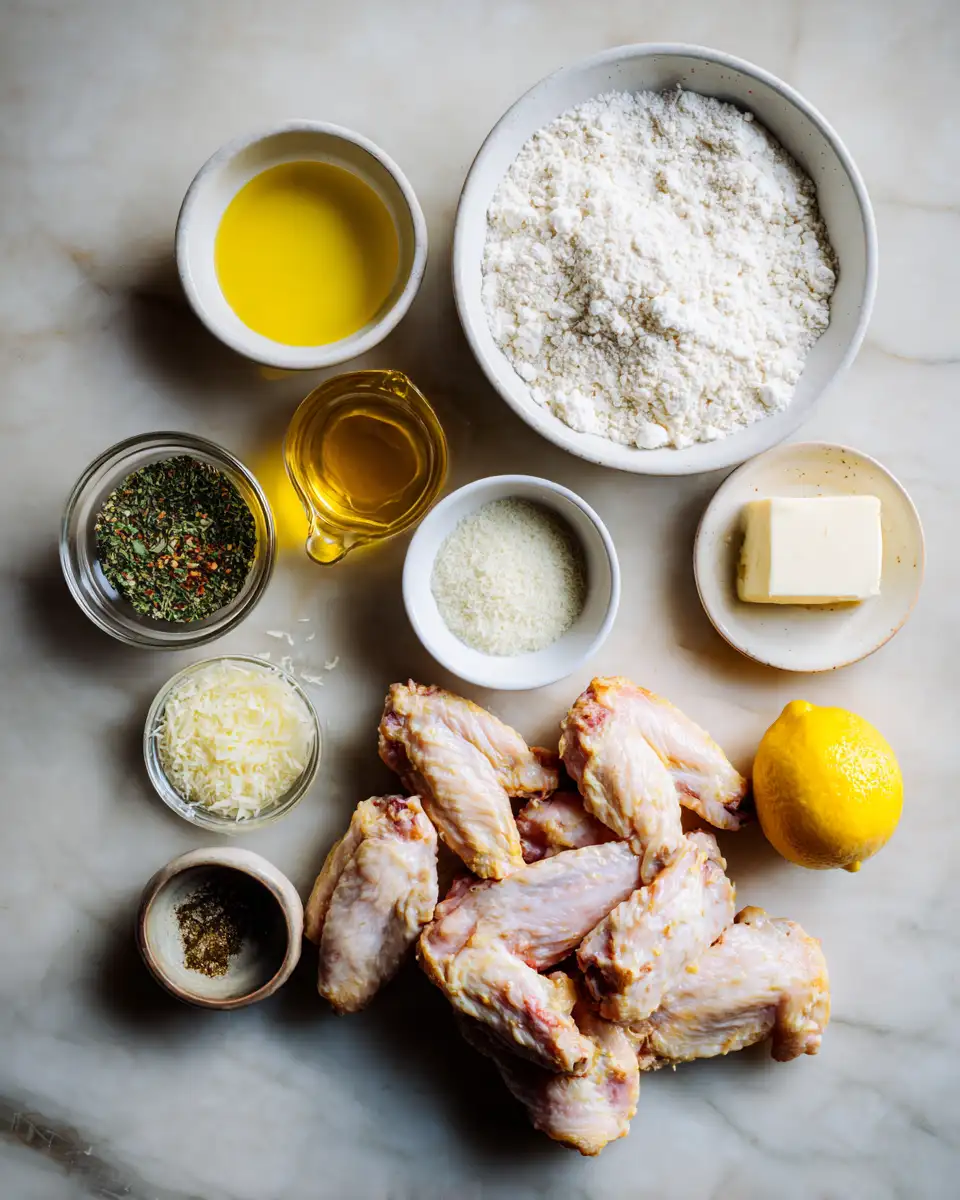 Ingredients for Irresistibly Crispy Garlic Butter Parmesan Wings That Will Make Your Taste Buds Sing