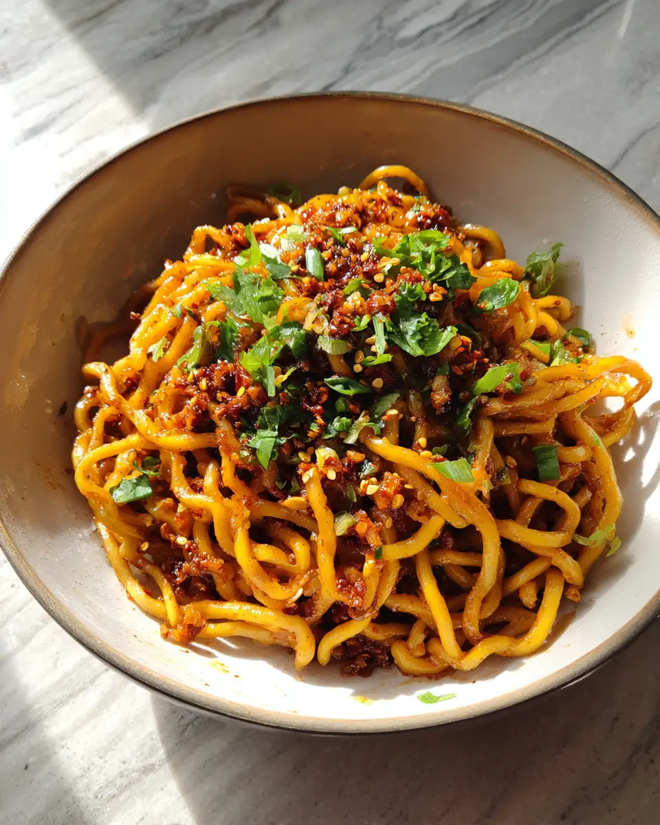 Final dish - Spice Up Your Plate with Garlic Chili Crunch Noodles