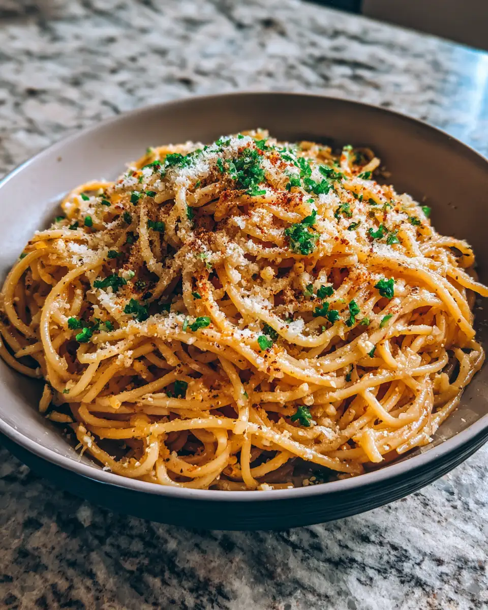 Final dish - Irresistible Garlic Parmesan Spaghetti: A Flavorful Twist on a Classic Dish