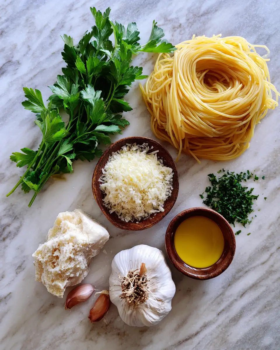 Ingredients for Irresistible Garlic Parmesan Spaghetti: A Flavorful Twist on a Classic Dish