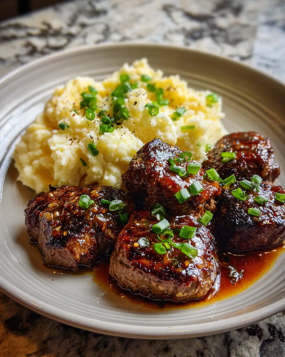 Final dish - Savor the Flavor: Garlic Pepper Steak Medallions with Buttery Mashed Potatoes