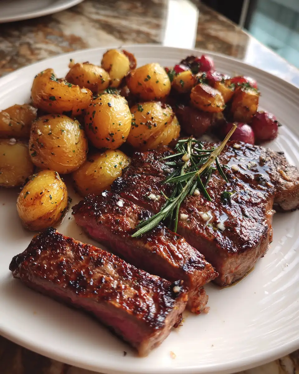 Final dish - Sizzling Garlic Steak and Potatoes: A Match Made in Culinary Heaven