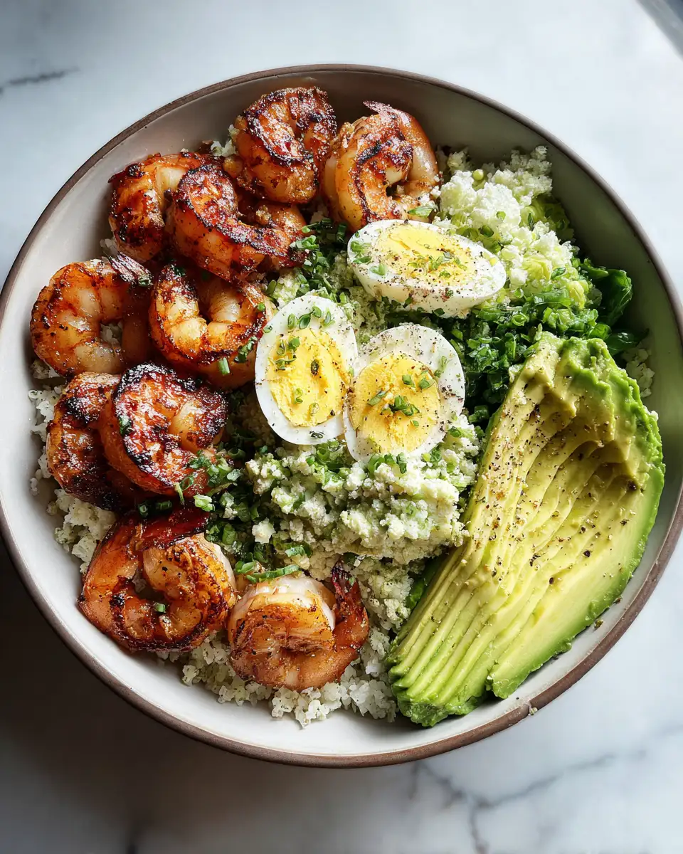 Final dish - Savor the Flavor: Grilled Shrimp Bowl with Creamy Avocado Delight