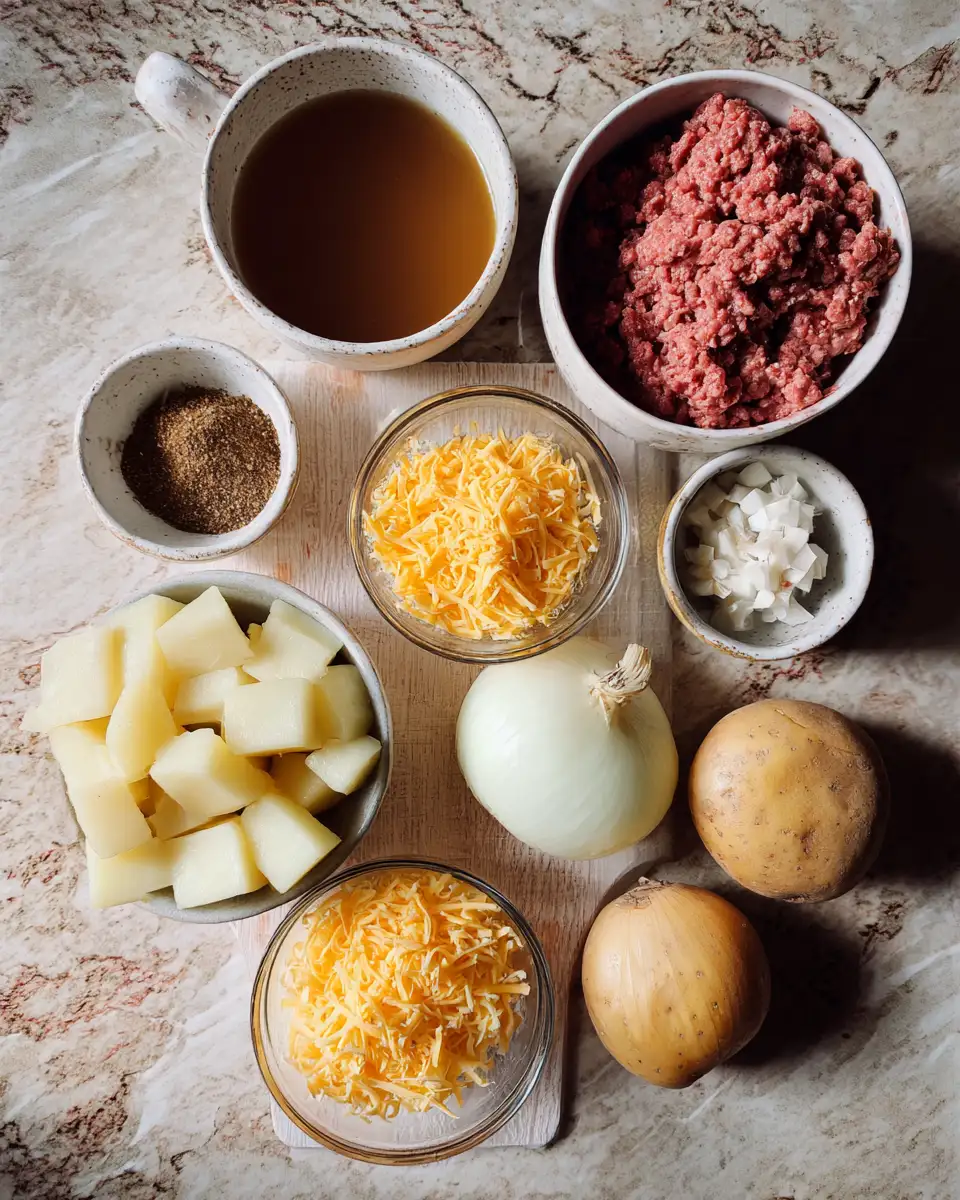 Ingredients for Savory Symphony: Ground Beef and Potatoes Perfect Harmony
