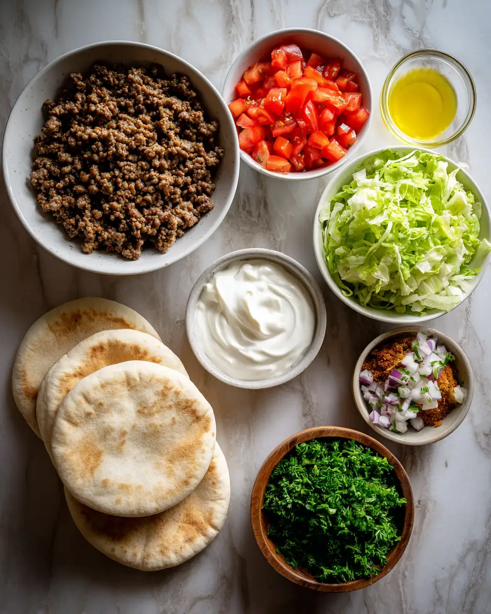 Ingredients for Sizzling Ground Beef Pita Pockets: A Flavorful Twist on a Classic Favorite