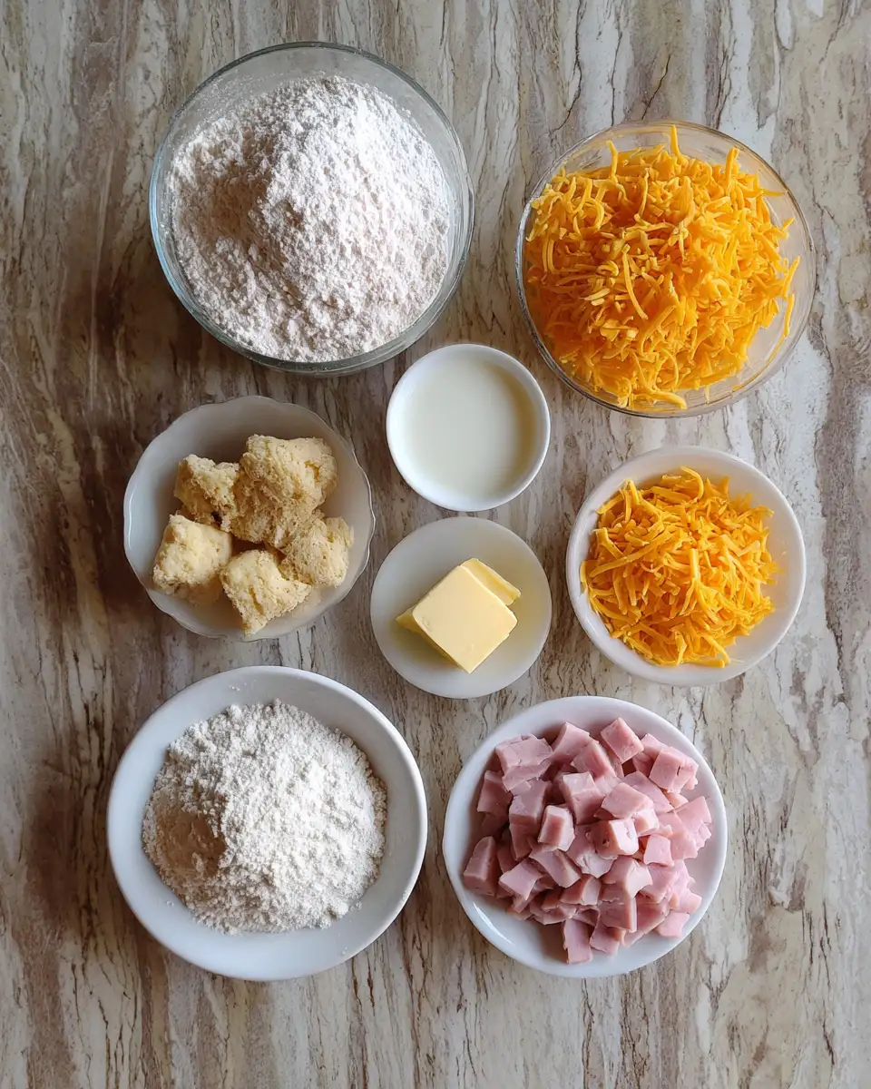 Ingredients for Irresistible Ham and Cheese Butter Biscuits for Breakfast Bliss