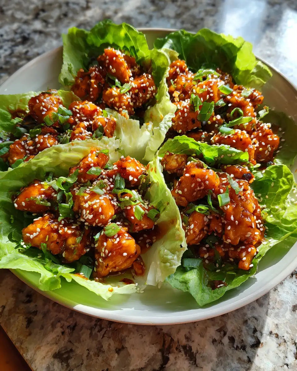 Final dish - Sweet & Savory Delight: Honey Garlic Chicken Lettuce Wraps Unwrapped