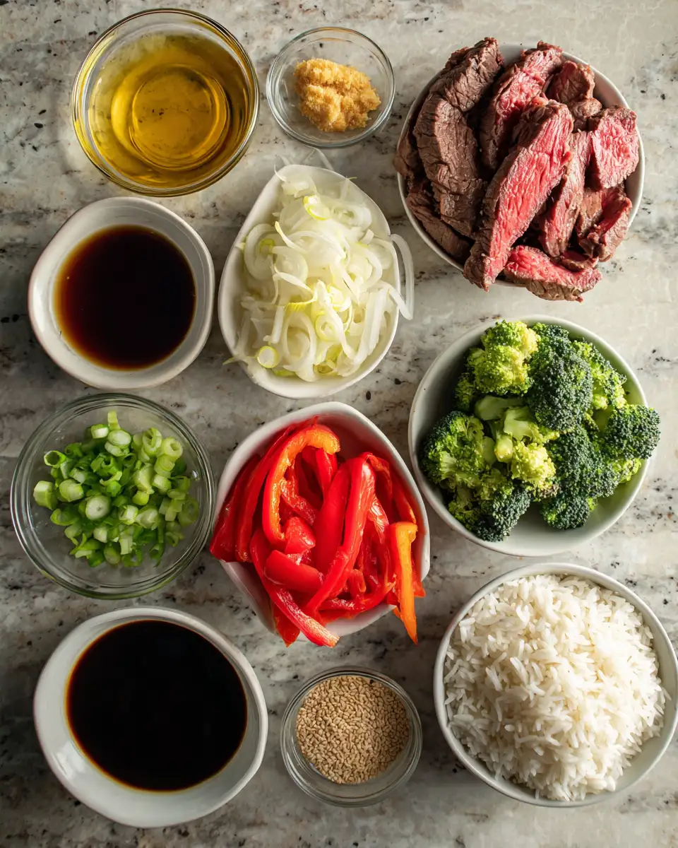 Ingredients for Savory Delight: Honey Garlic Steak Rice Bowl Adventure