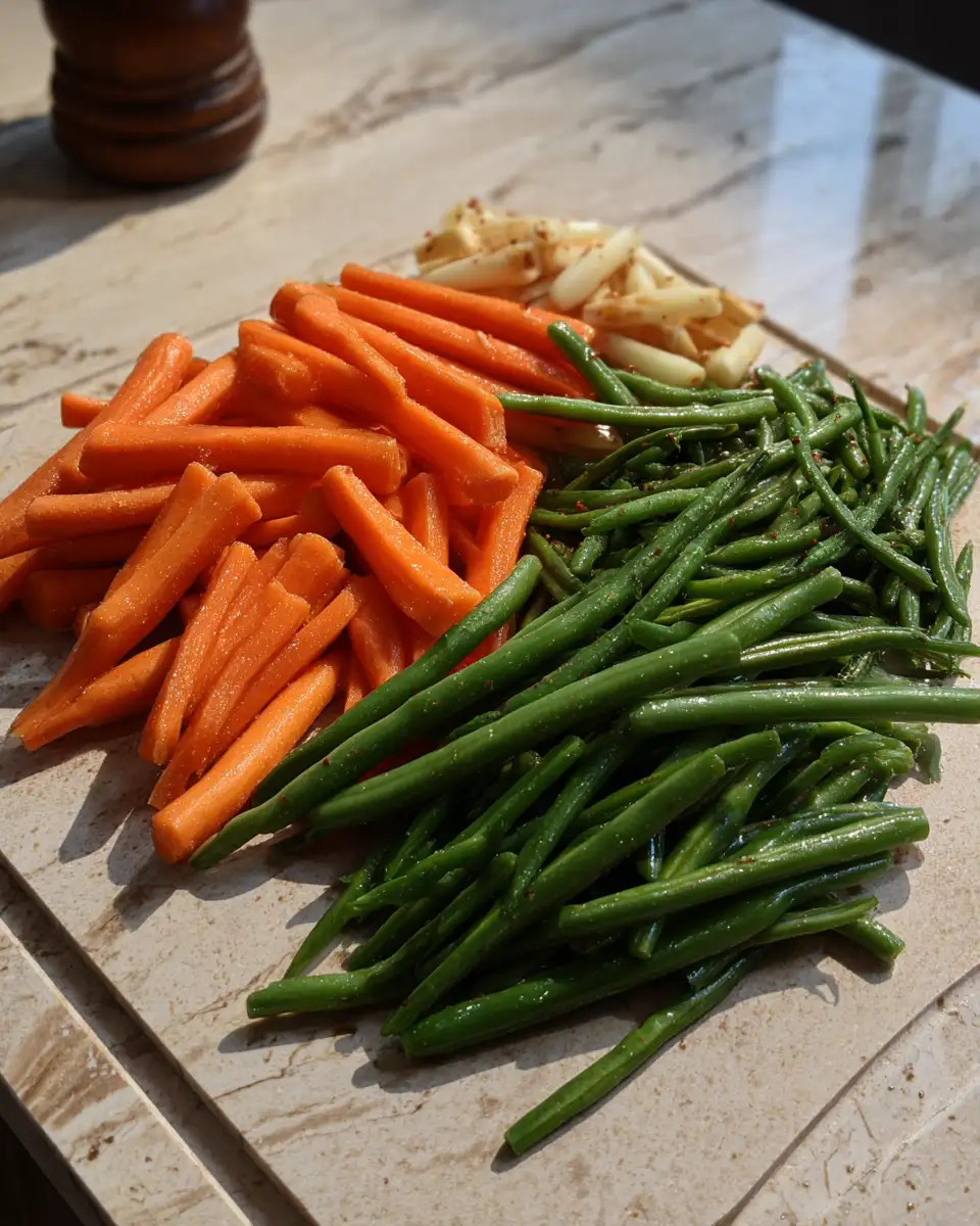 Sweet and Savory Sensation: Honey Glazed Carrots and Beans Delight 4 Ingredients for Sweet and Savory Sensation: Honey Glazed Carrots and Beans Delight
