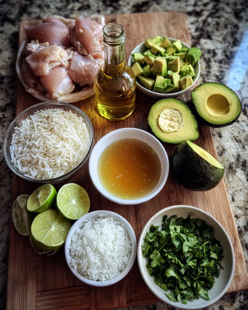 Zesty Delight: Honey Lime Chicken & Avocado Rice Fusion 4 Ingredients for Zesty Delight: Honey Lime Chicken & Avocado Rice Fusion