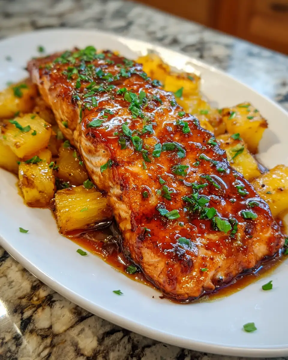 Final dish - Sweet and Savory Delight: Honey Pineapple Glazed Salmon Sensation