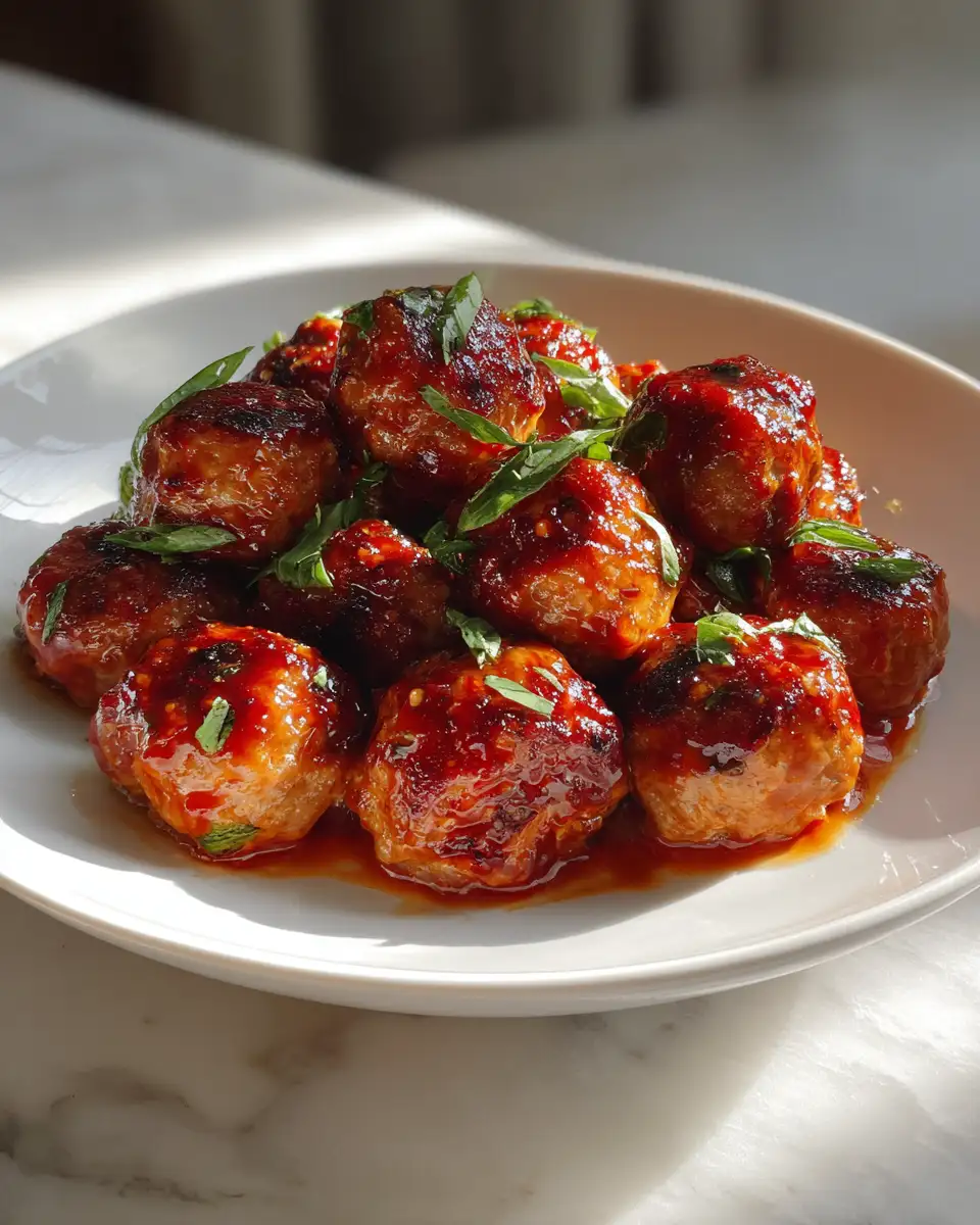 Final dish - Spice Up Your Dinner with Honey Sriracha Turkey Meatballs