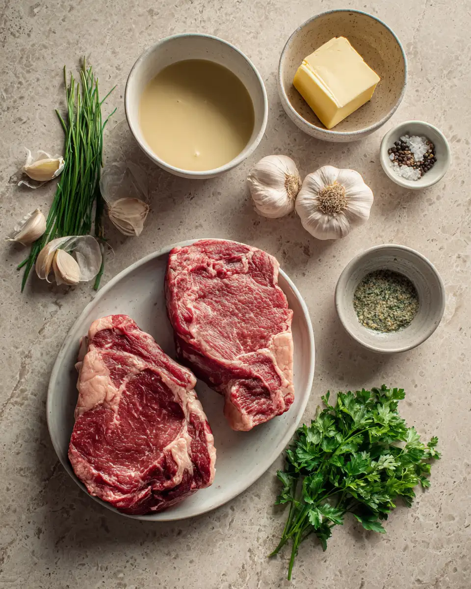 Ingredients for Savor the Sizzle: Juicy Steak with Creamy Garlic Sauce Delight