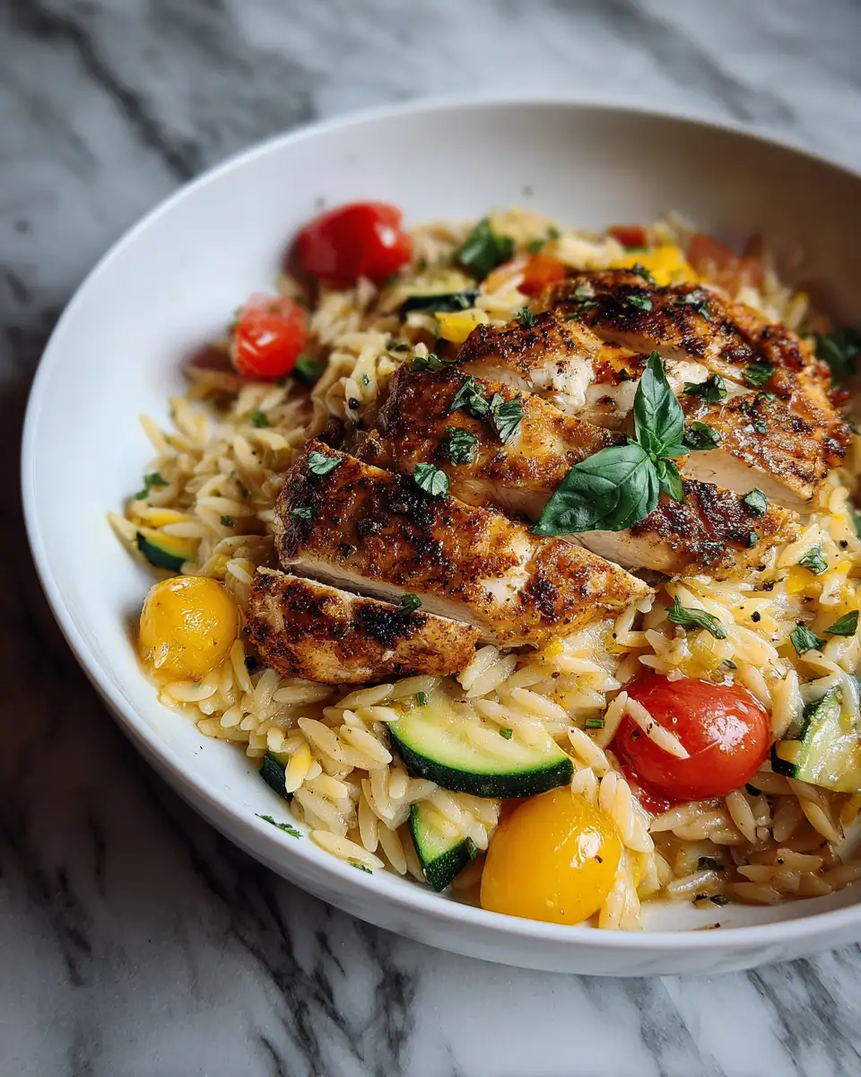Final dish - Zesty Lemon Basil Chicken Orzo: A Burst of Fresh Flavors