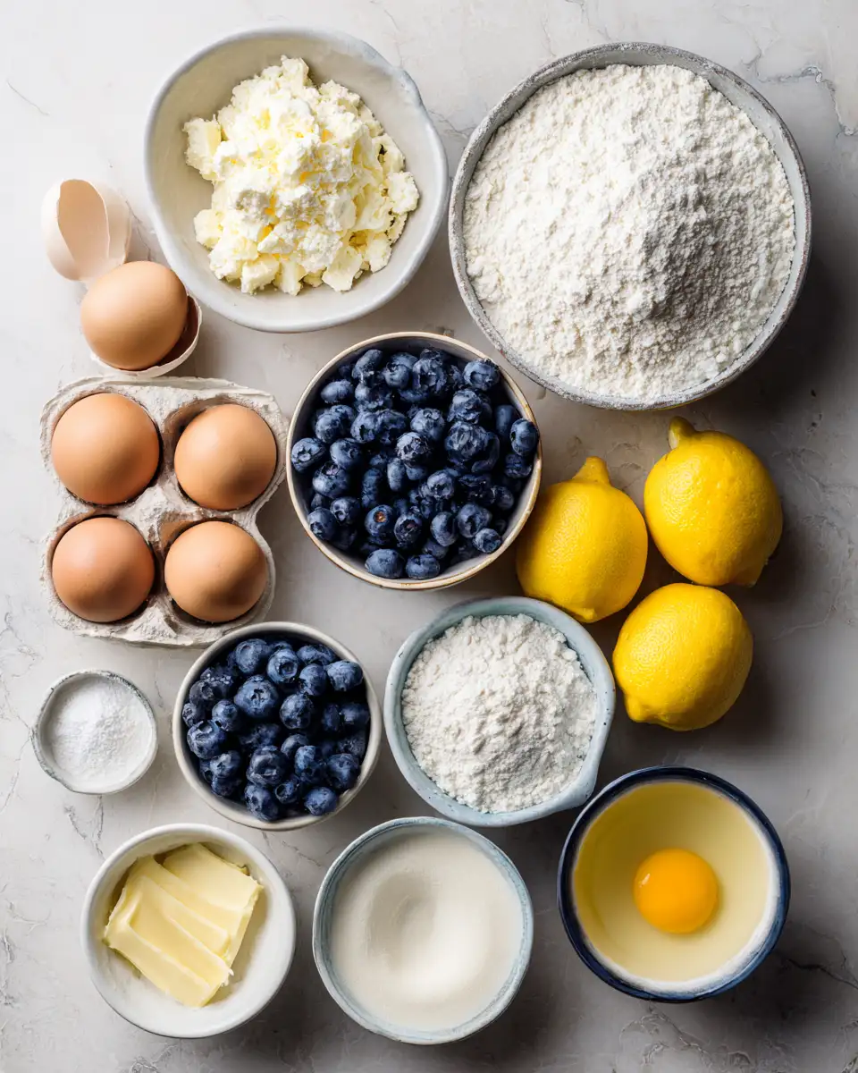 Ingredients for Zesty Delights: Indulge in the Irresistible Lemon Blueberry Ricotta Cake