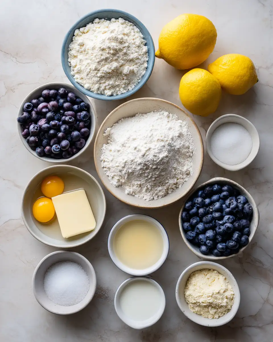 Ingredients for Fluffy Morning Delight Lemon Ricotta Blueberry Pancakes