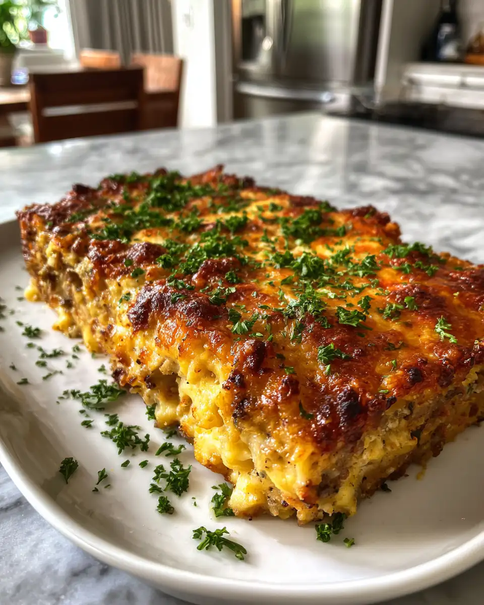 Final dish - Ultimate Comfort Fusion: Mac and Cheese Meatloaf Casserole Delight