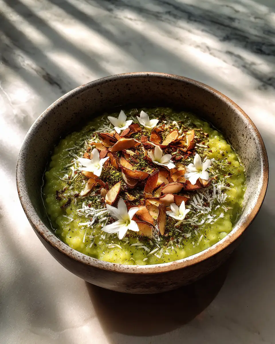 Final dish - Matcha Coconut Rice Pudding: A Sweet Escape to Tropical Bliss