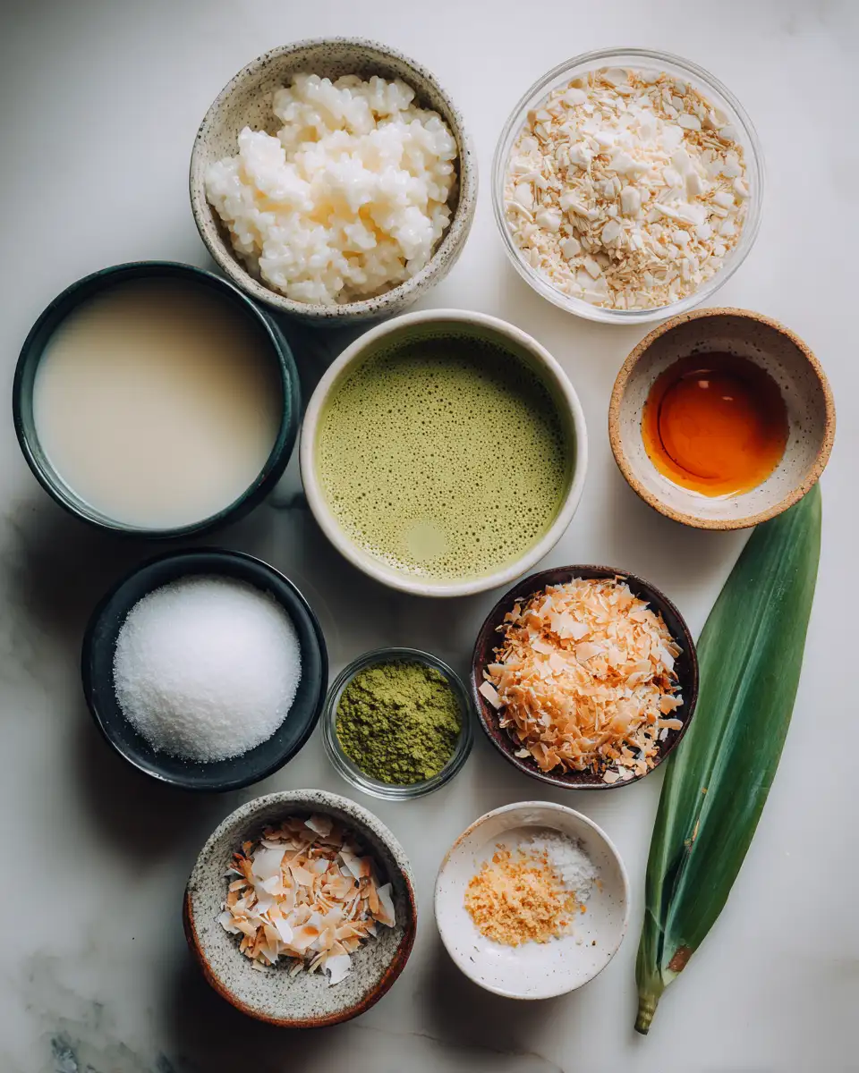 Ingredients for Matcha Coconut Rice Pudding: A Sweet Escape to Tropical Bliss