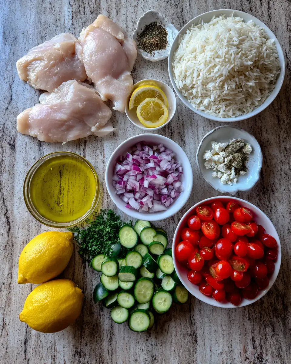 Ingredients for Zesty Mediterranean Lemon Chicken Bowl: A Flavor-Packed Adventure