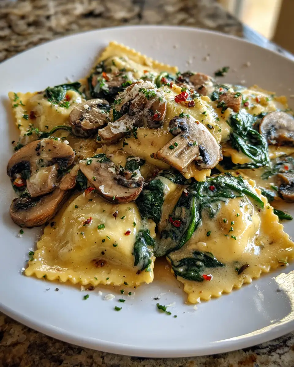 Final dish - Mouthwatering Mushroom Ravioli with Spinach: A Gourmet Delight