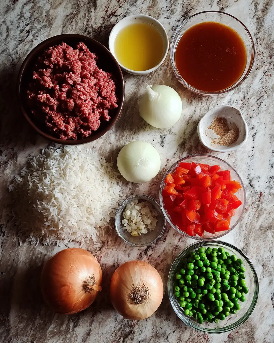 Ingredients for Savor the Simplicity: One Pot Beef and Rice Meal Marvel