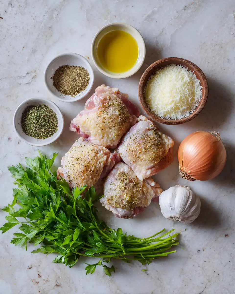 Flavorful Parmesan Herb Chicken Thighs to Elevate Your Dinner Game 4 Ingredients for Flavorful Parmesan Herb Chicken Thighs to Elevate Your Dinner Game