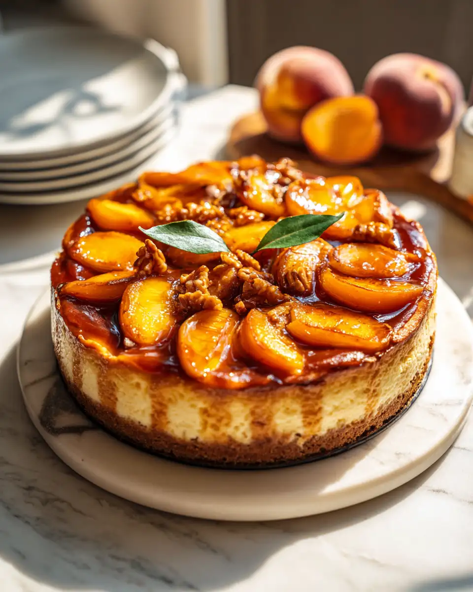 Final dish - Indulge in Bliss: The Ultimate Peach Cobbler Cheesecake Fusion
