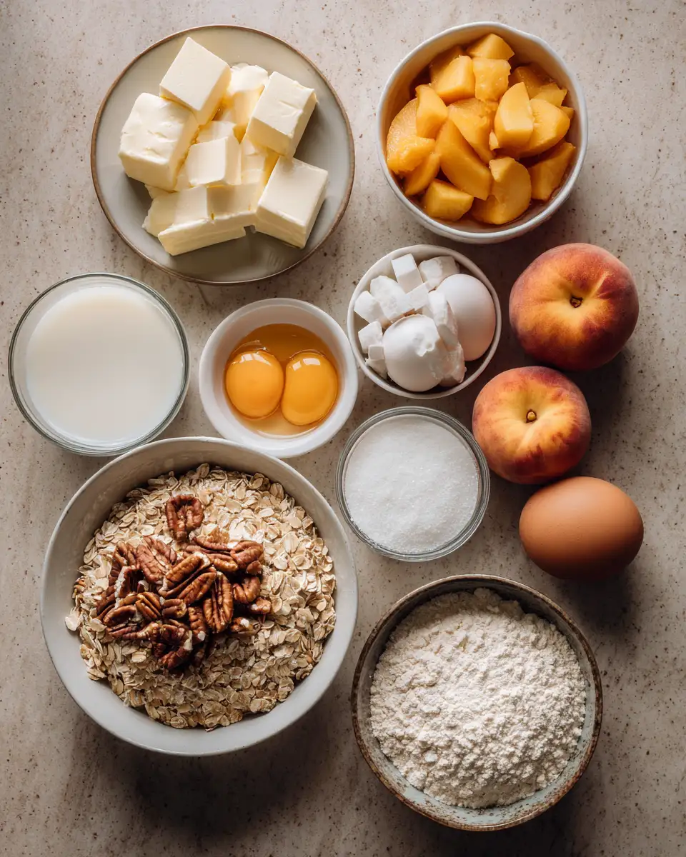 Ingredients for Indulge in Bliss: The Ultimate Peach Cobbler Cheesecake Fusion