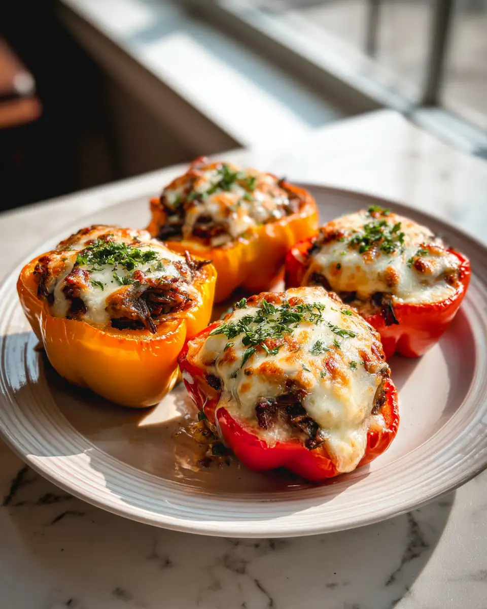 Final dish - Philly Cheesesteak Stuffed Peppers: A Delicious Twist on a Classic Favorite