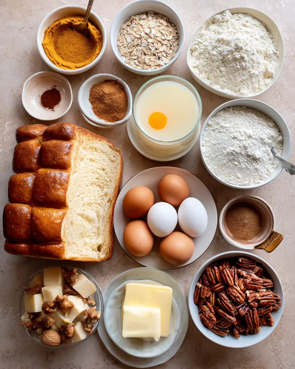Ingredients for Pumpkin French Toast Bake: A Cozy Autumn Breakfast Delight