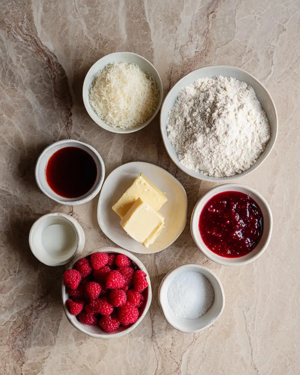 Indulge in Bliss with Irresistible Raspberry Coconut Bars 4 Ingredients for Indulge in Bliss with Irresistible Raspberry Coconut Bars