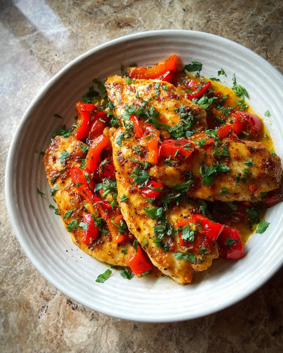 Final dish - Sizzle & Spice: The Ultimate Roasted Red Pepper Chicken Skillet Magic