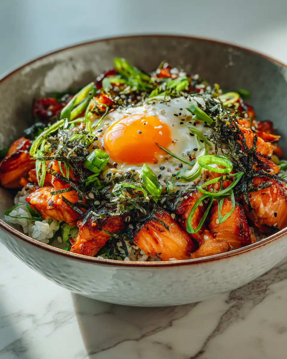 Final dish - Effortless Salmon Rice Bowl: Your Quick & Delicious Dinner Solution