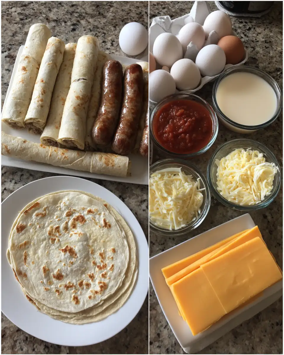 Ingredients for Sizzling Sausage Egg Cheese Roll Ups: A Breakfast Game-Changer