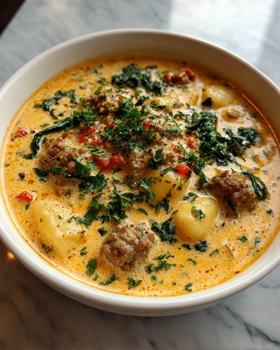 Indulge in Comfort: Creamy Sausage Gnocchi Soup Delight 6 Final dish - Indulge in Comfort: Creamy Sausage Gnocchi Soup Delight