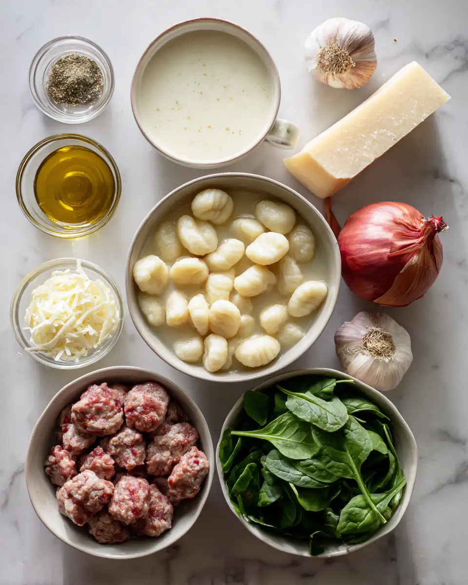 Indulge in Comfort: Creamy Sausage Gnocchi Soup Delight 4 Ingredients for Indulge in Comfort: Creamy Sausage Gnocchi Soup Delight