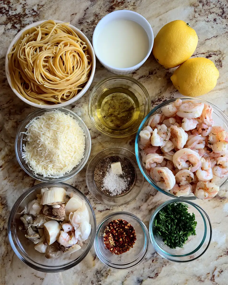Ingredients for Dive into Decadence with Creamy Seafood Pasta Perfection