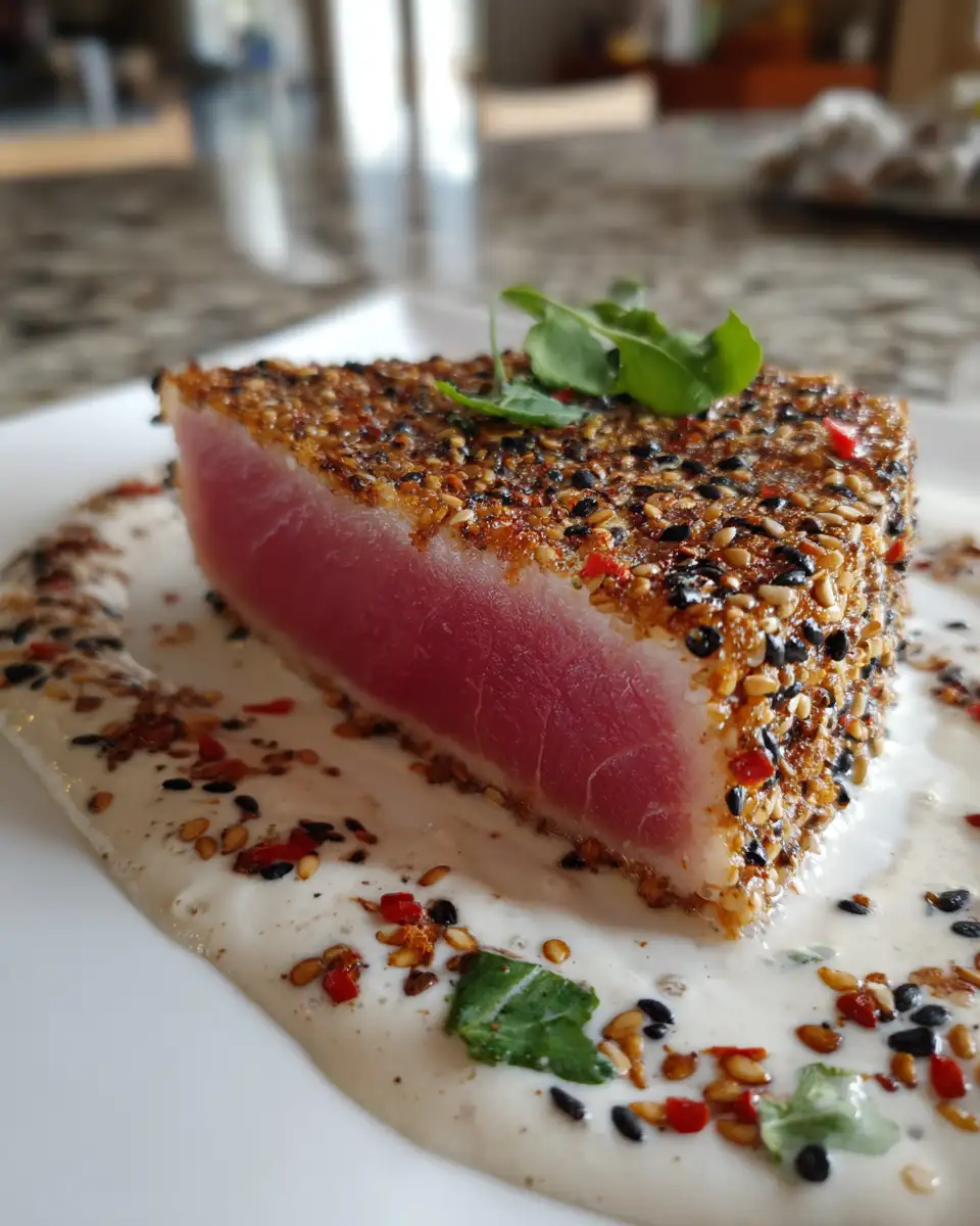 Savor the Perfect Seared Tuna Steak with a Delightful Sesame Crust 6 Final dish - Savor the Perfect Seared Tuna Steak with a Delightful Sesame Crust