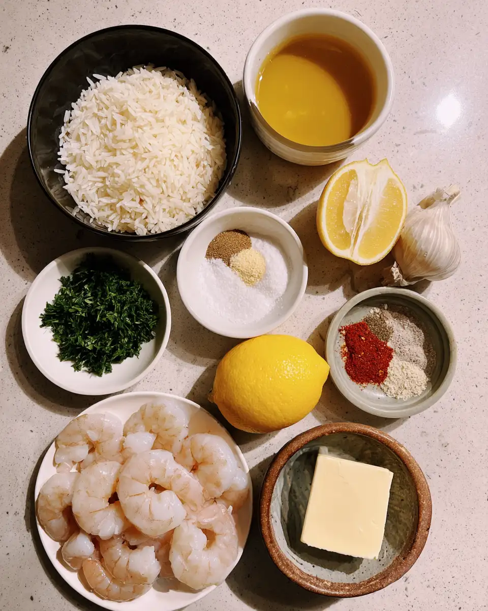 Ingredients for Savor the Flavor: Shrimp Garlic Butter Rice Bliss
