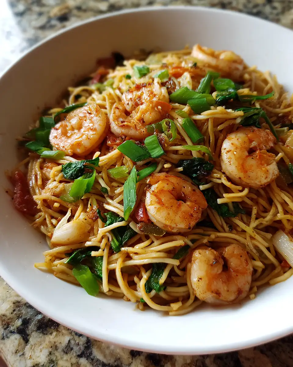 Final dish - Sizzling Shrimp Noodle Stir Fry Sensation
