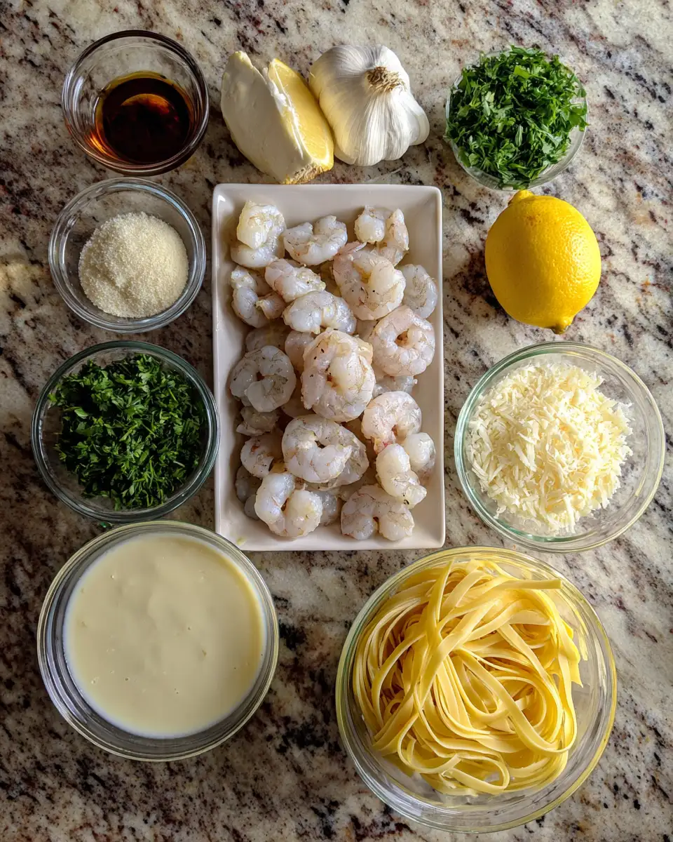 Ingredients for Indulge in the Ultimate Creamy Shrimp Pasta Delight