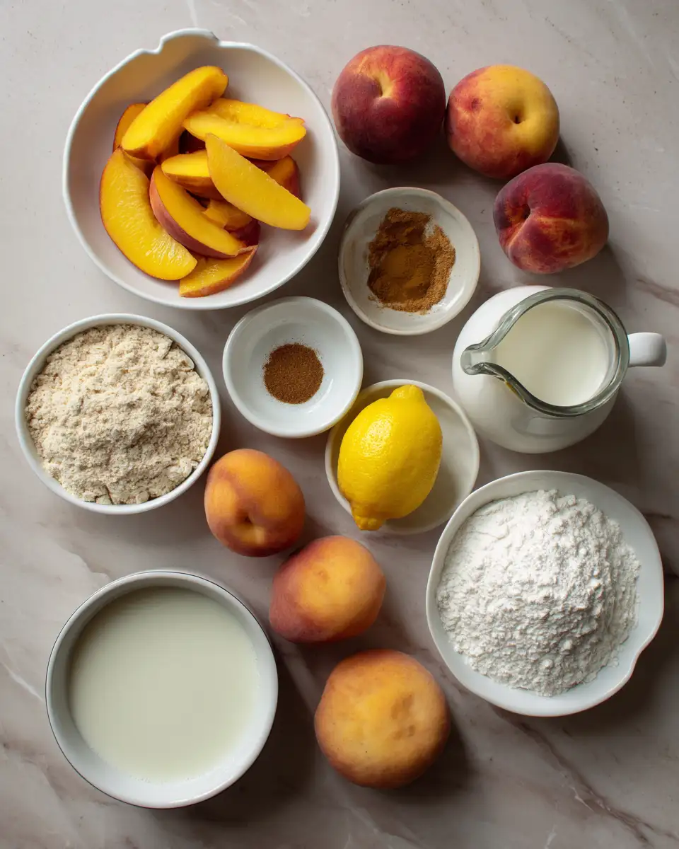 Ingredients for Sweet Summer Bliss Southern Peach Cobbler Delight