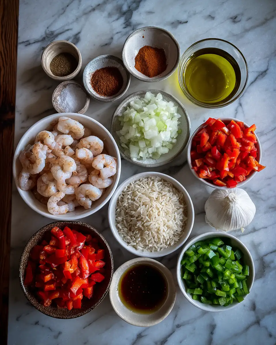 Ingredients for Sizzle and Spice: Mastering the Spicy Cajun Shrimp Rice Skillet