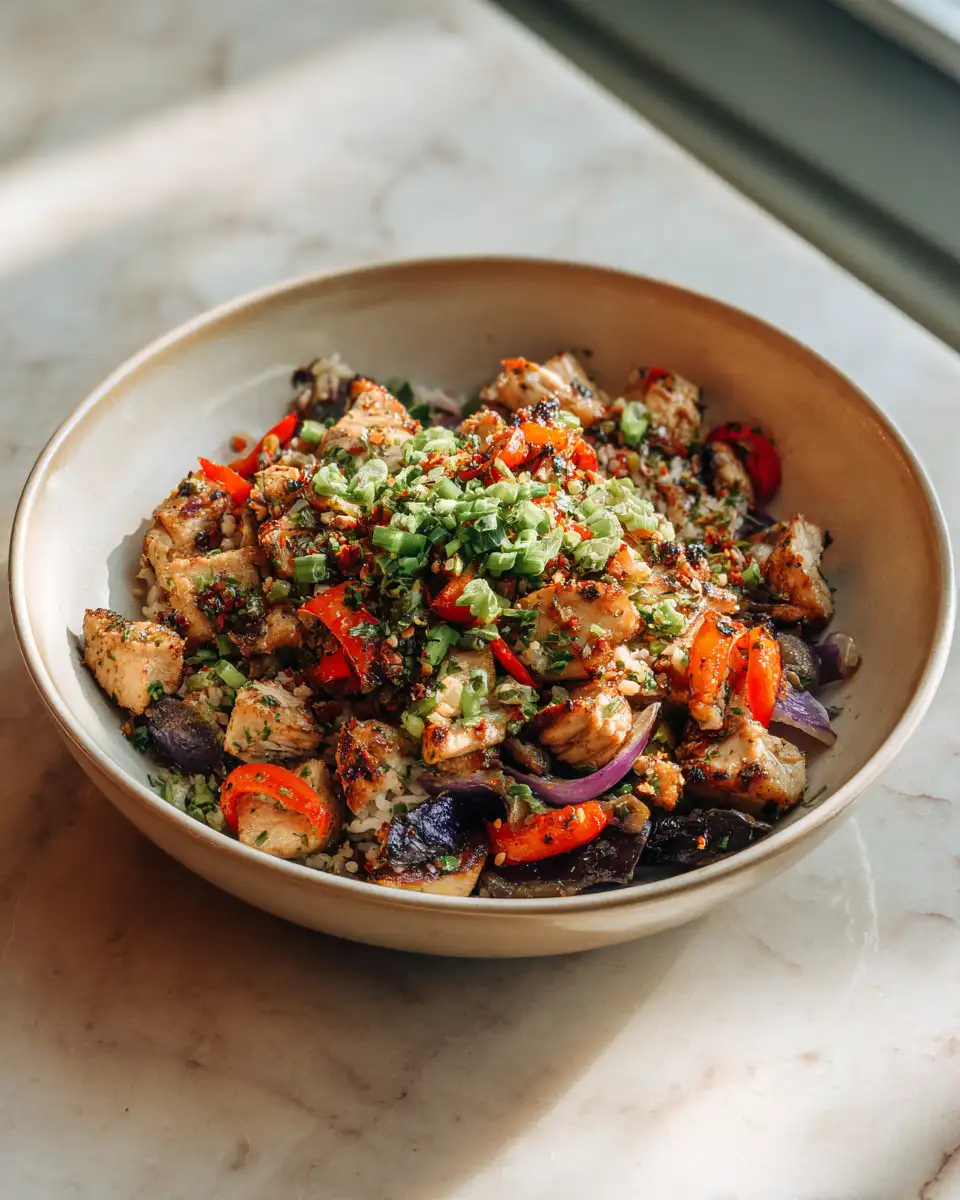 Final dish - Sizzling Flavors: Discover the Ultimate Spicy Garlic Chicken Bowl